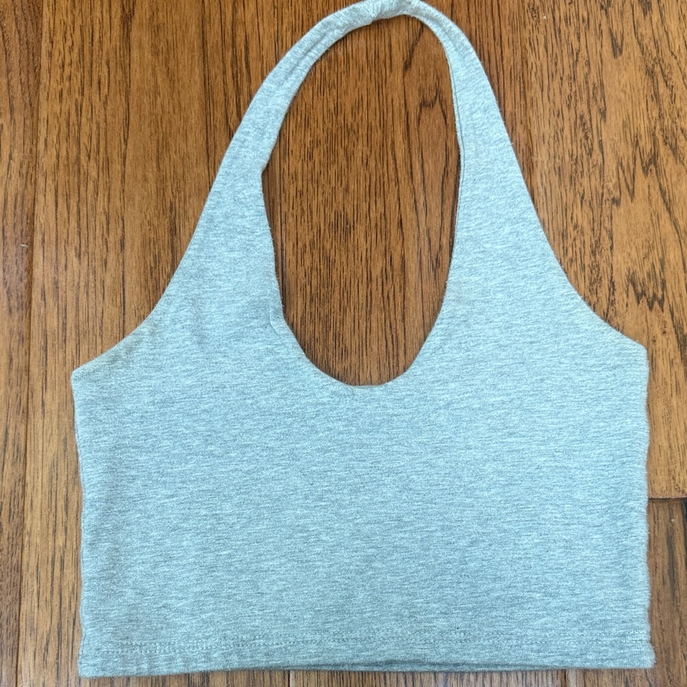 Brandy Melville Gray and Navy Halter Crop Tops - Picture 4 of 5